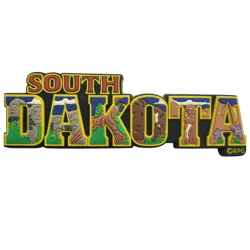 South Dakota Souvenir Magnet Mount Rushmore Bison Rubber 3D RPG